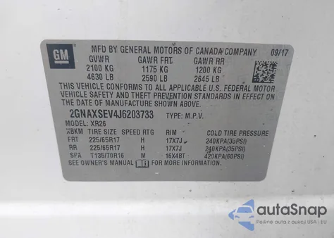 2018 Chevrolet Equinox Lt из США, поврежденный, VIN 2GNAXSEV4J6203733